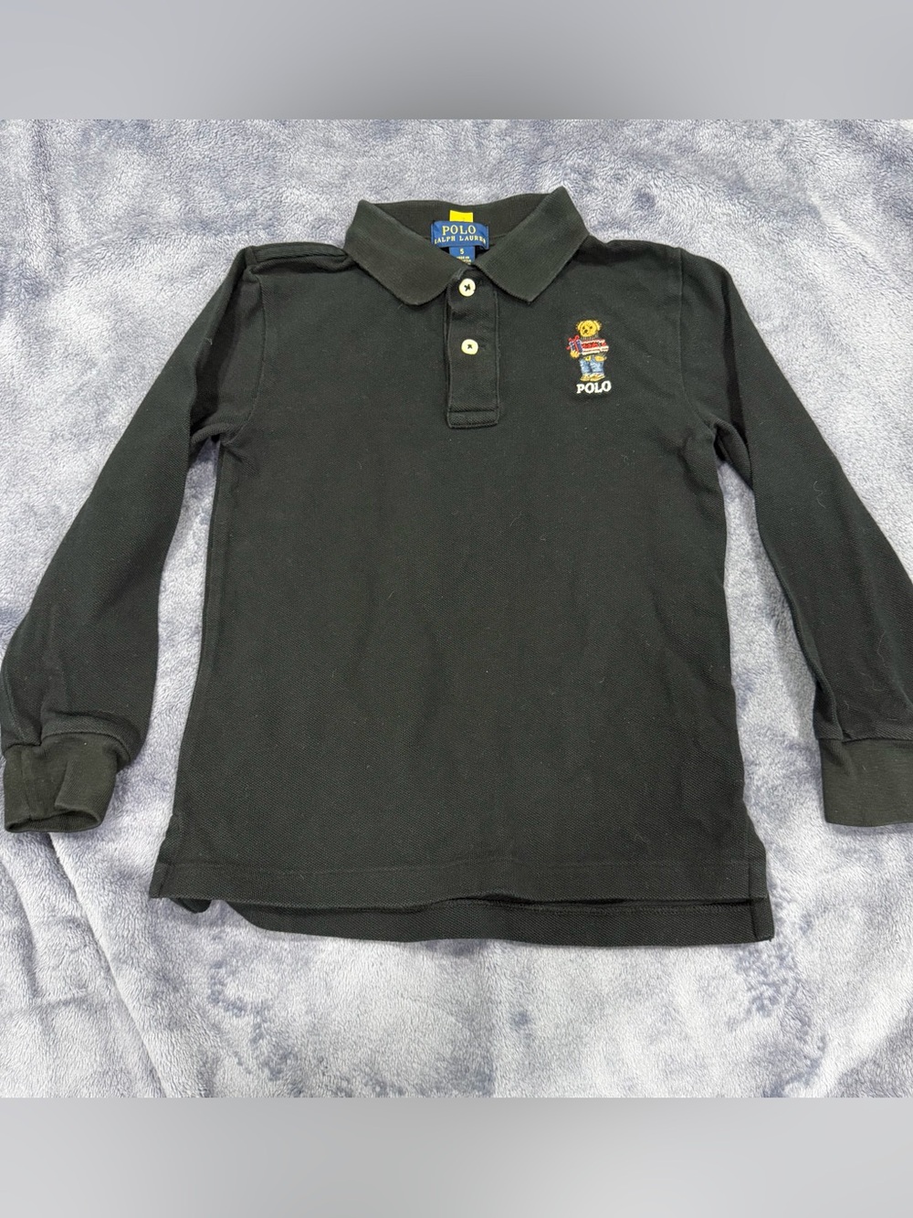 Classic Polo Ralph Lauren Kid's Polo Bear Mesh Long Sleeve Polo Shirt Size 5